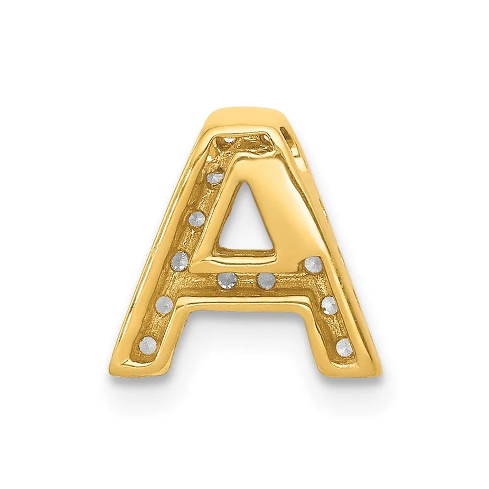14k Yellow Gold Diamond Letter A Initial Charm