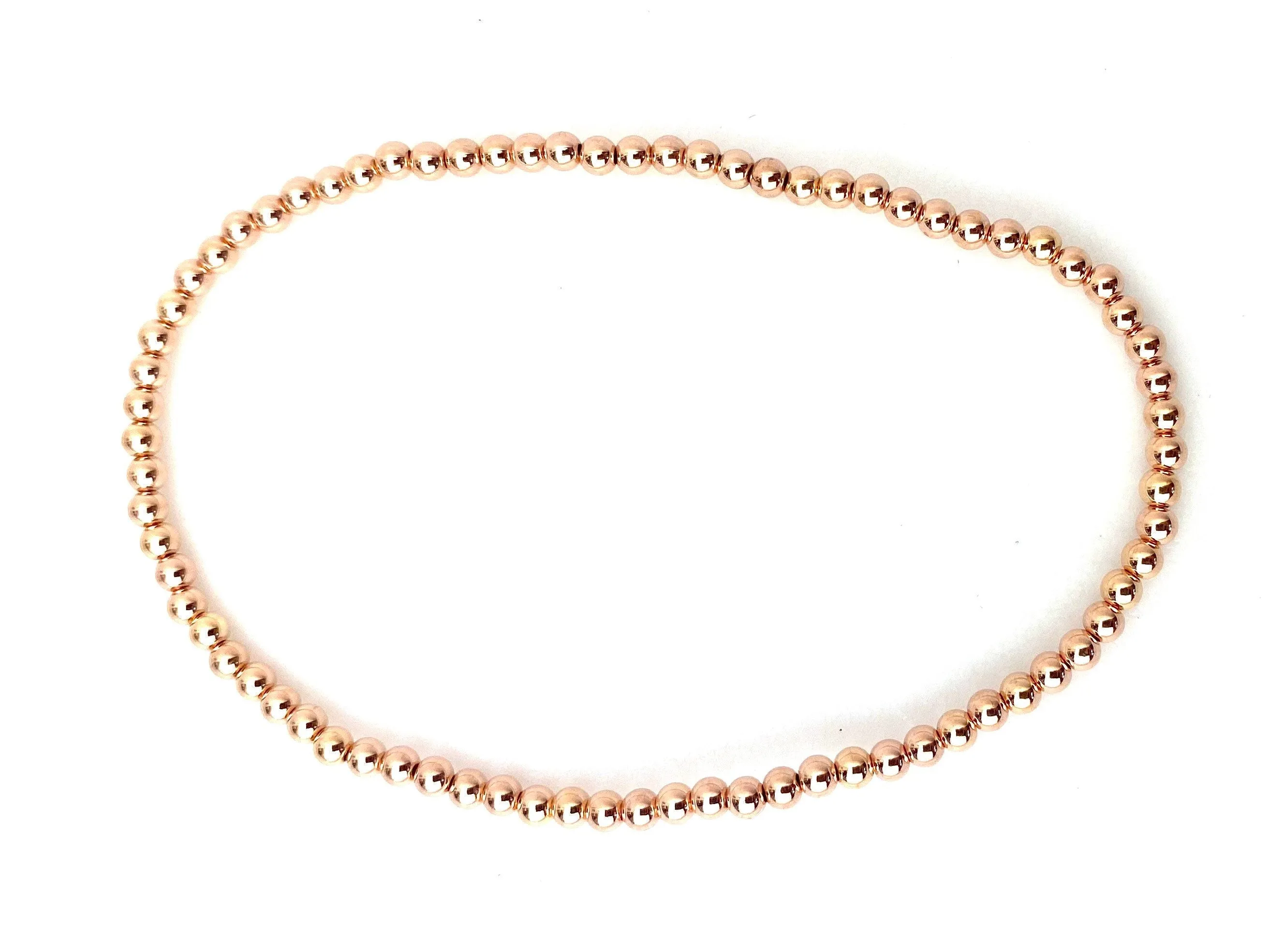 14KRGF 8.0" 3.0mm Beaded Stretchy Bracelet, Sku#4814730E80L