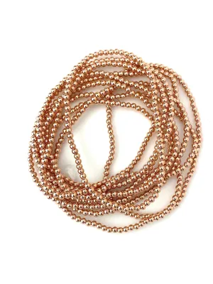 14KRGF 8.0" 3.0mm Beaded Stretchy Bracelet, Sku#4814730E80L