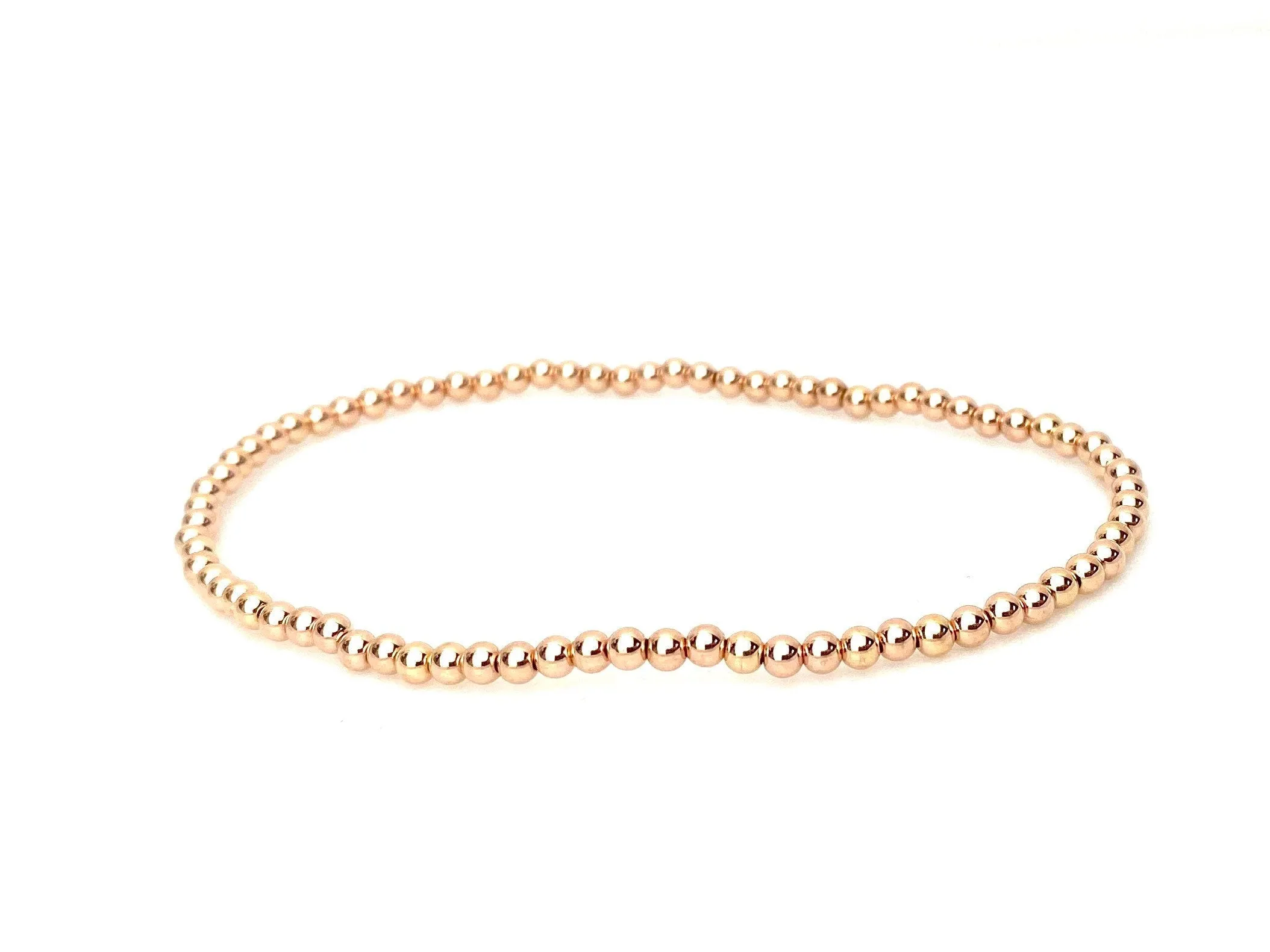 14KRGF 8.0" 3.0mm Beaded Stretchy Bracelet, Sku#4814730E80L