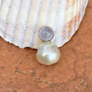 14KT White Gold Chalcedony   11mm Paspaley South Sea Pearl Pendant Slide