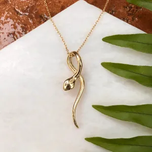 14KT Yellow Gold Curved Serpent Pendant Slide