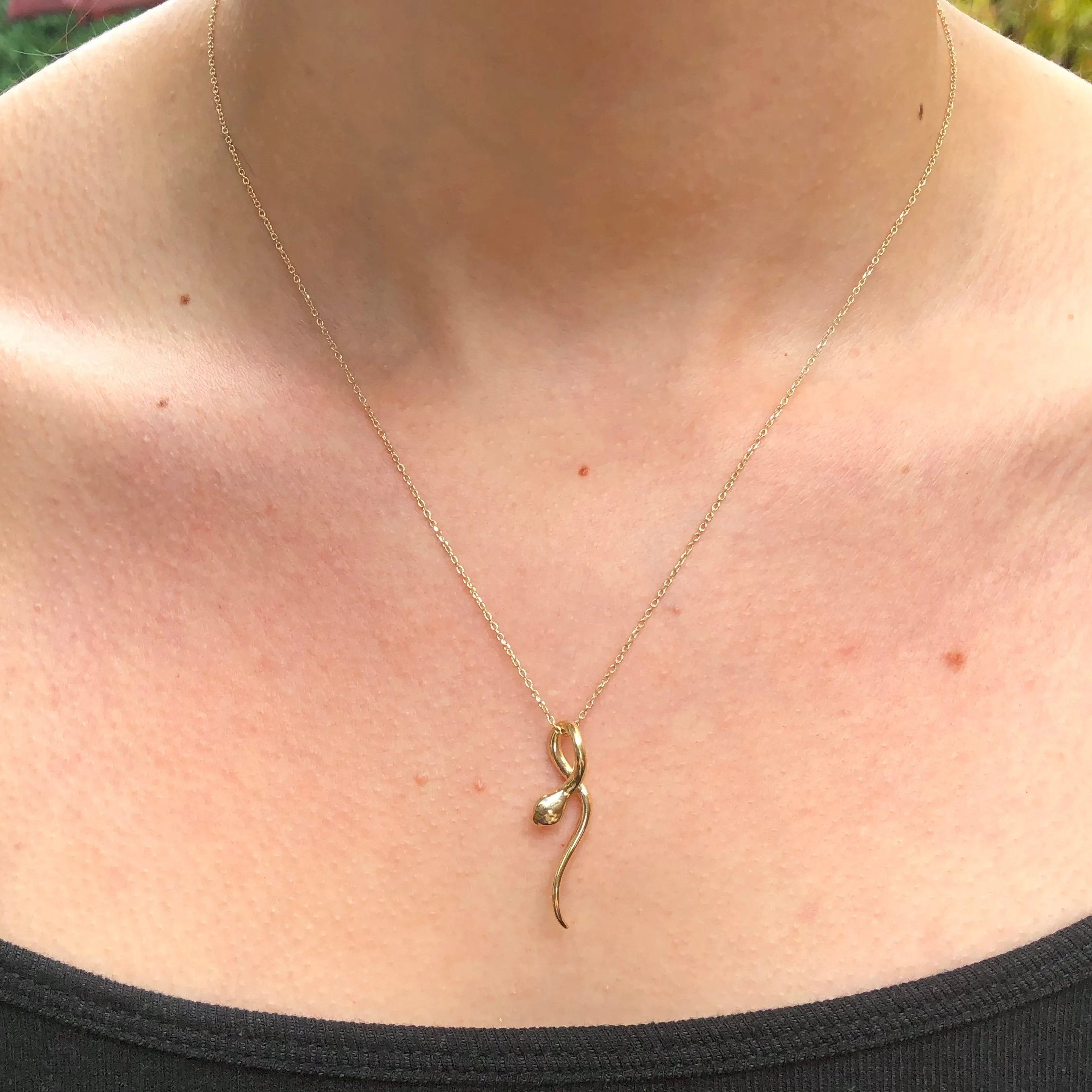 14KT Yellow Gold Curved Serpent Pendant Slide