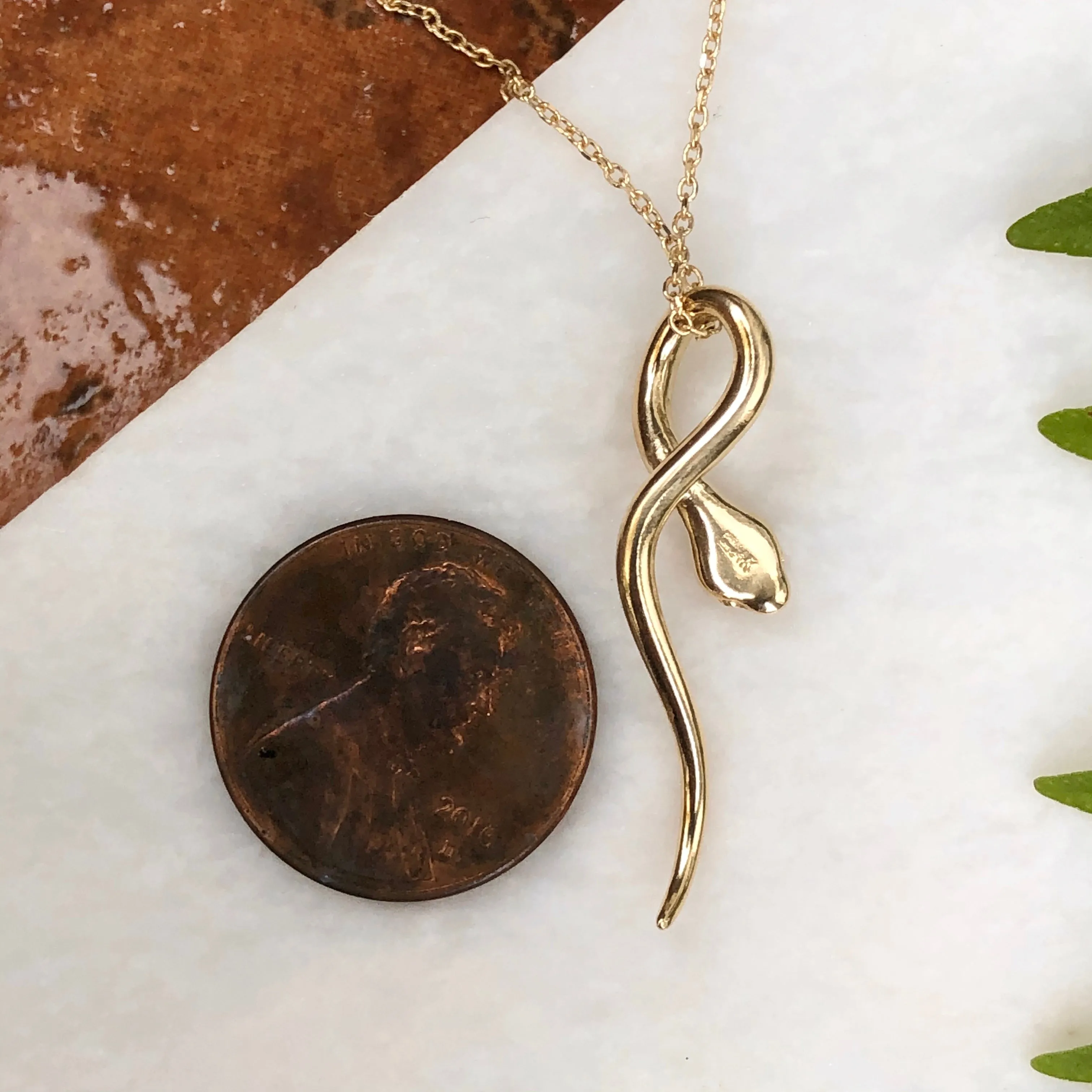 14KT Yellow Gold Curved Serpent Pendant Slide