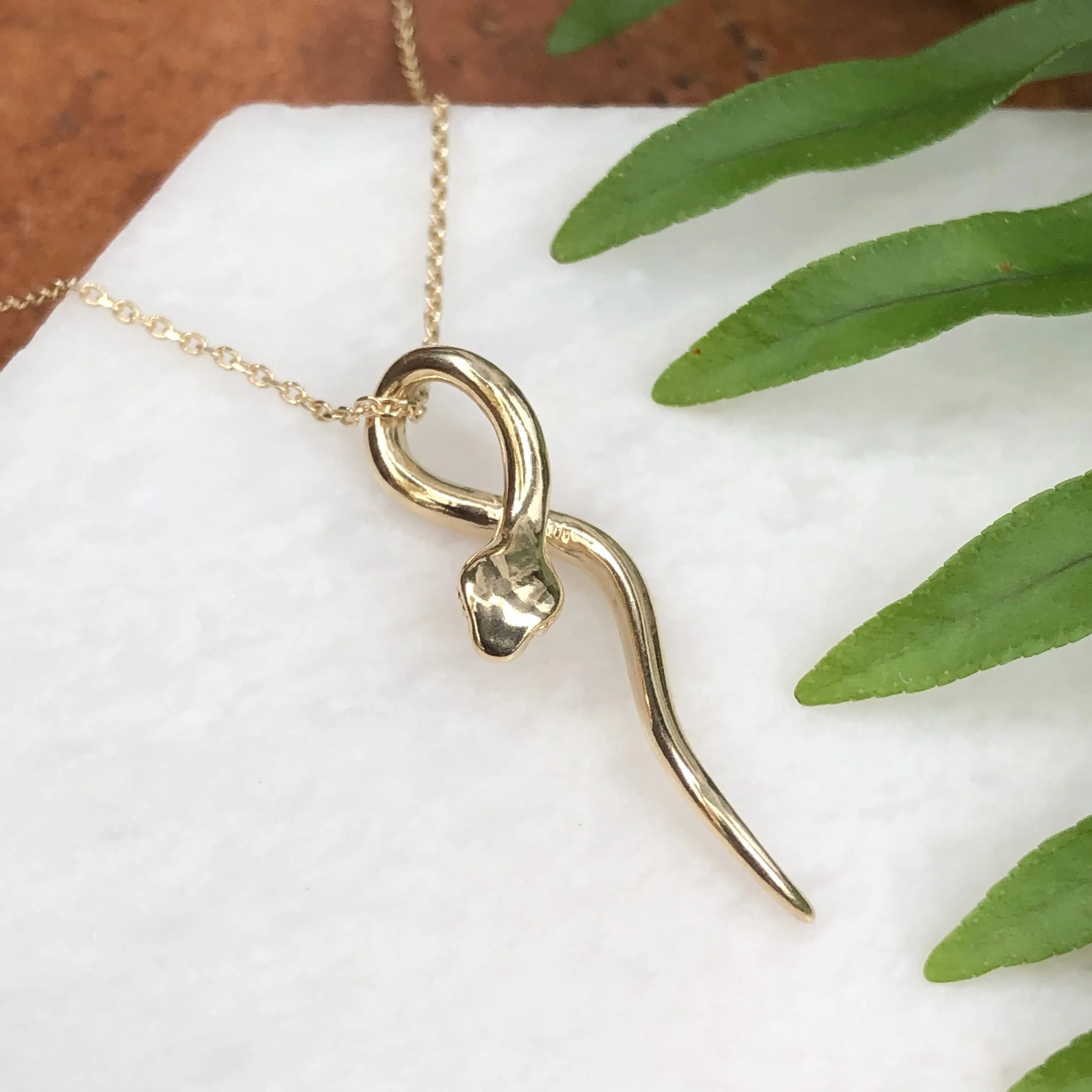 14KT Yellow Gold Curved Serpent Pendant Slide