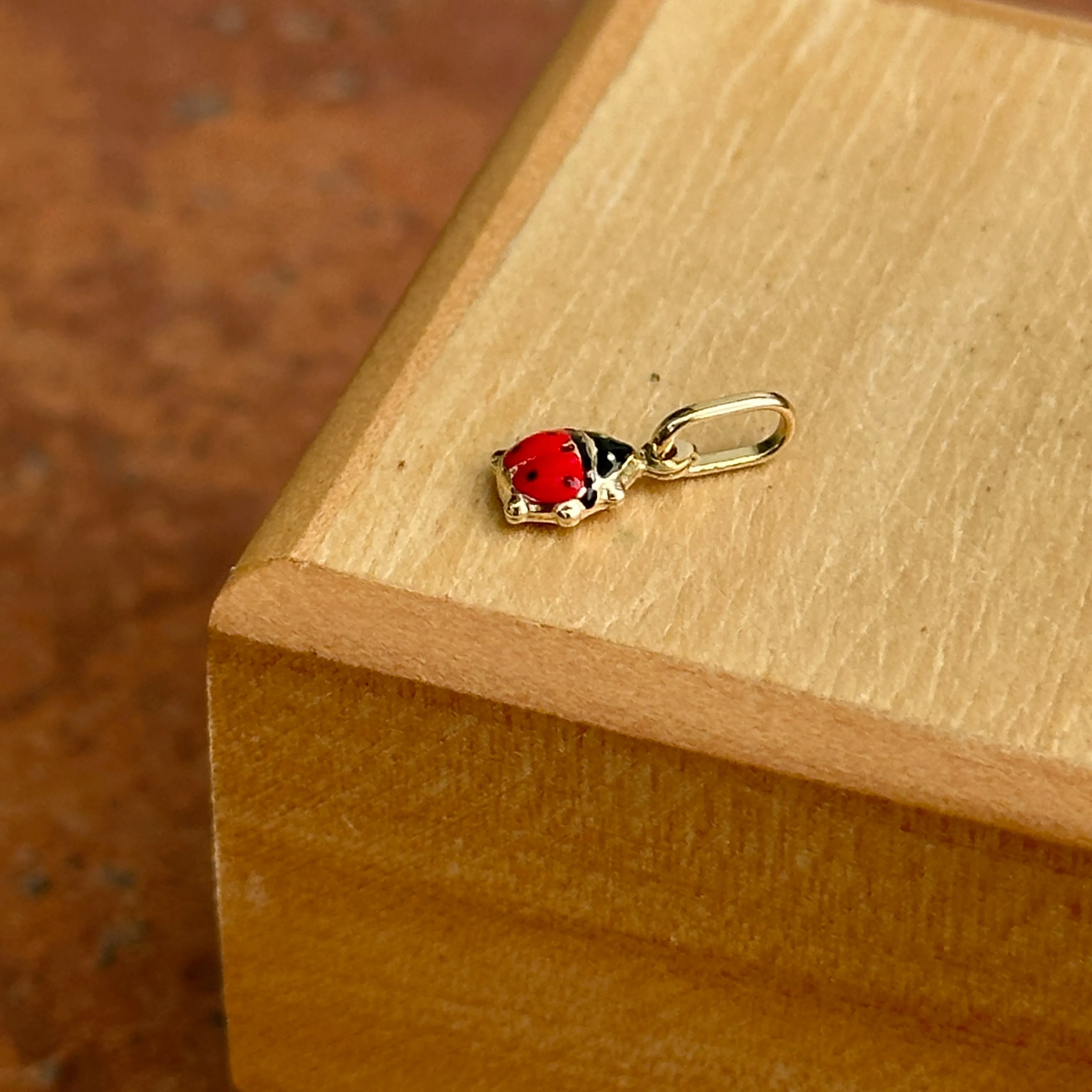 14KT Yellow Gold Mini Red Ladybug Pendant Charm 5mm