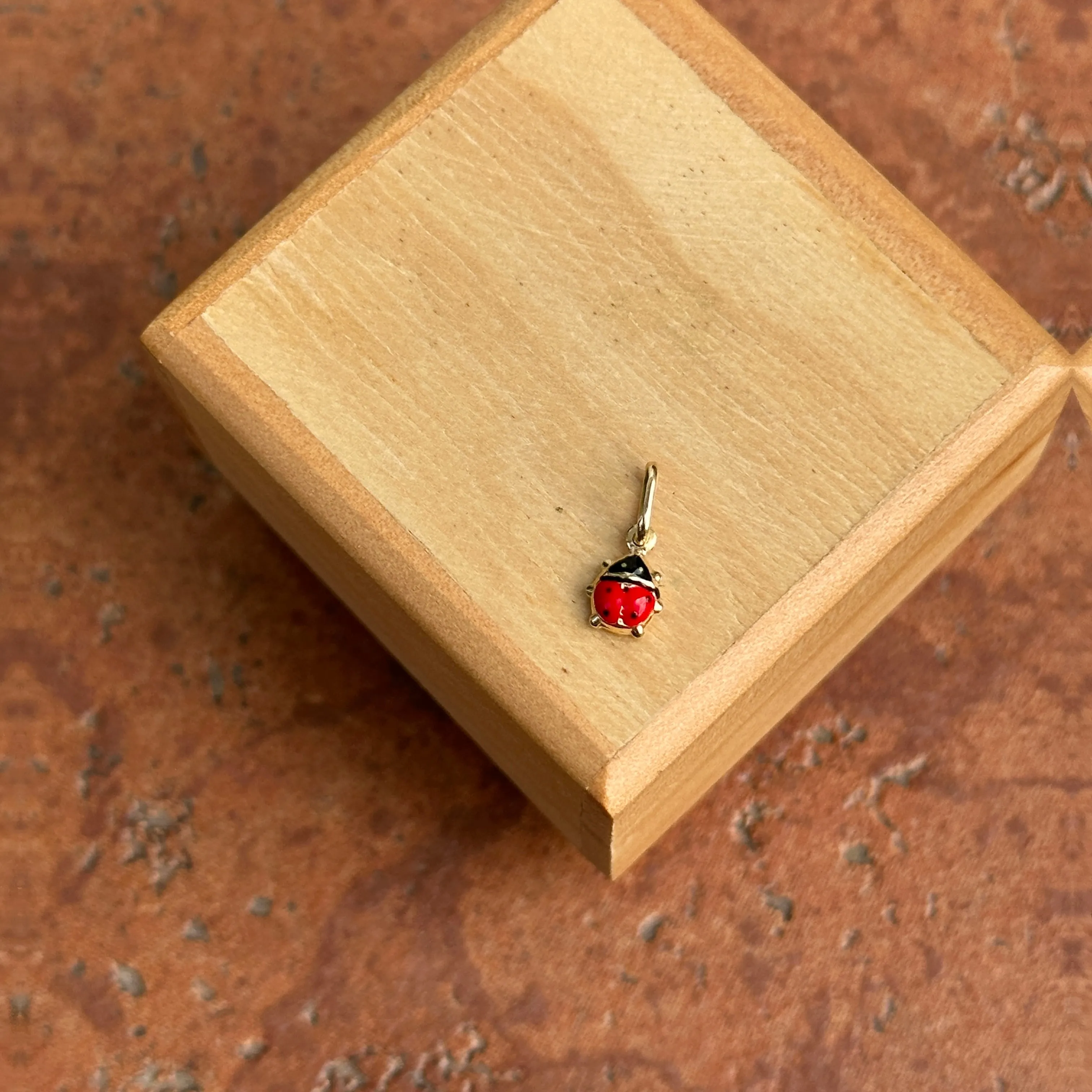14KT Yellow Gold Mini Red Ladybug Pendant Charm 5mm