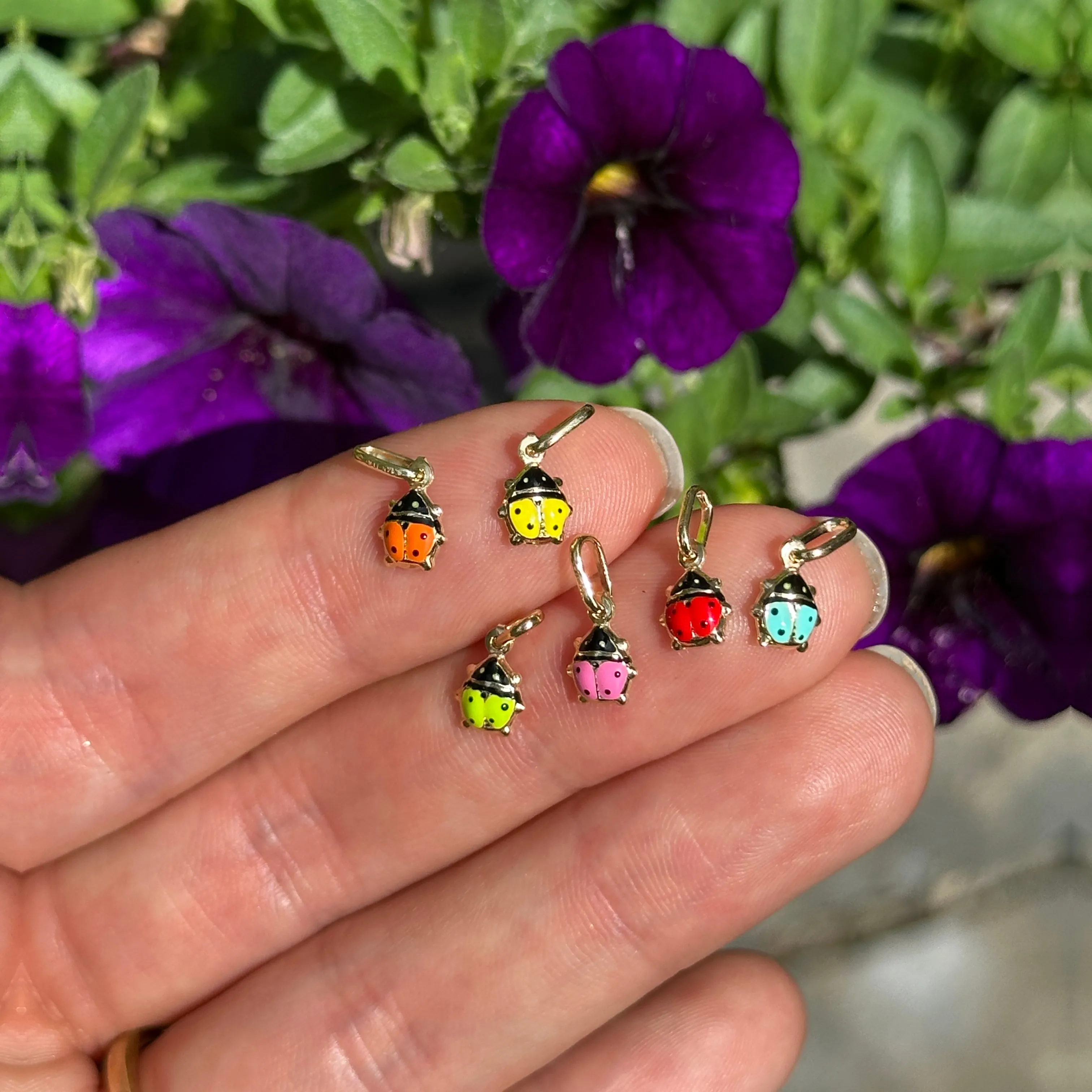 14KT Yellow Gold Mini Red Ladybug Pendant Charm 5mm