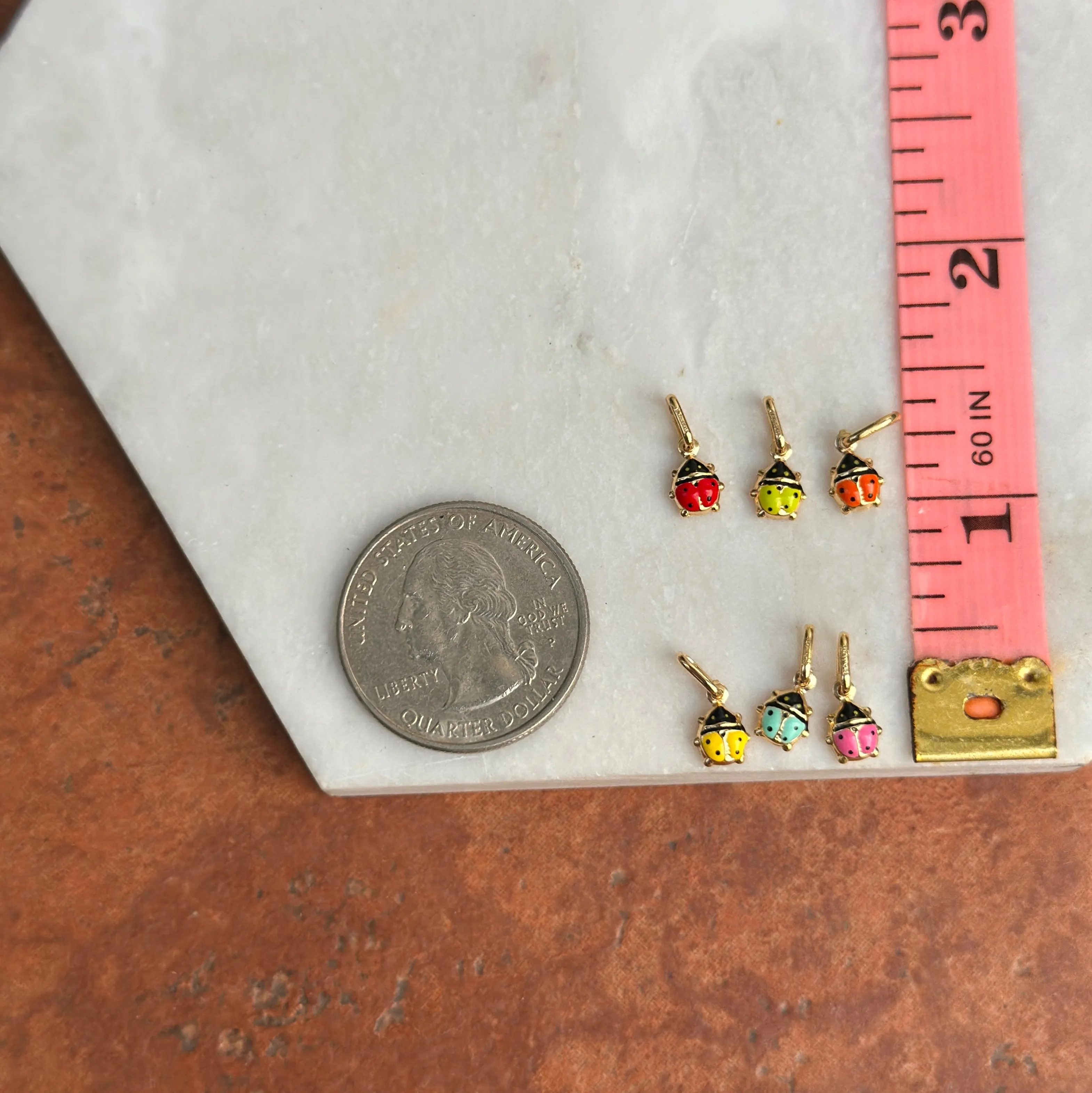 14KT Yellow Gold Mini Red Ladybug Pendant Charm 5mm