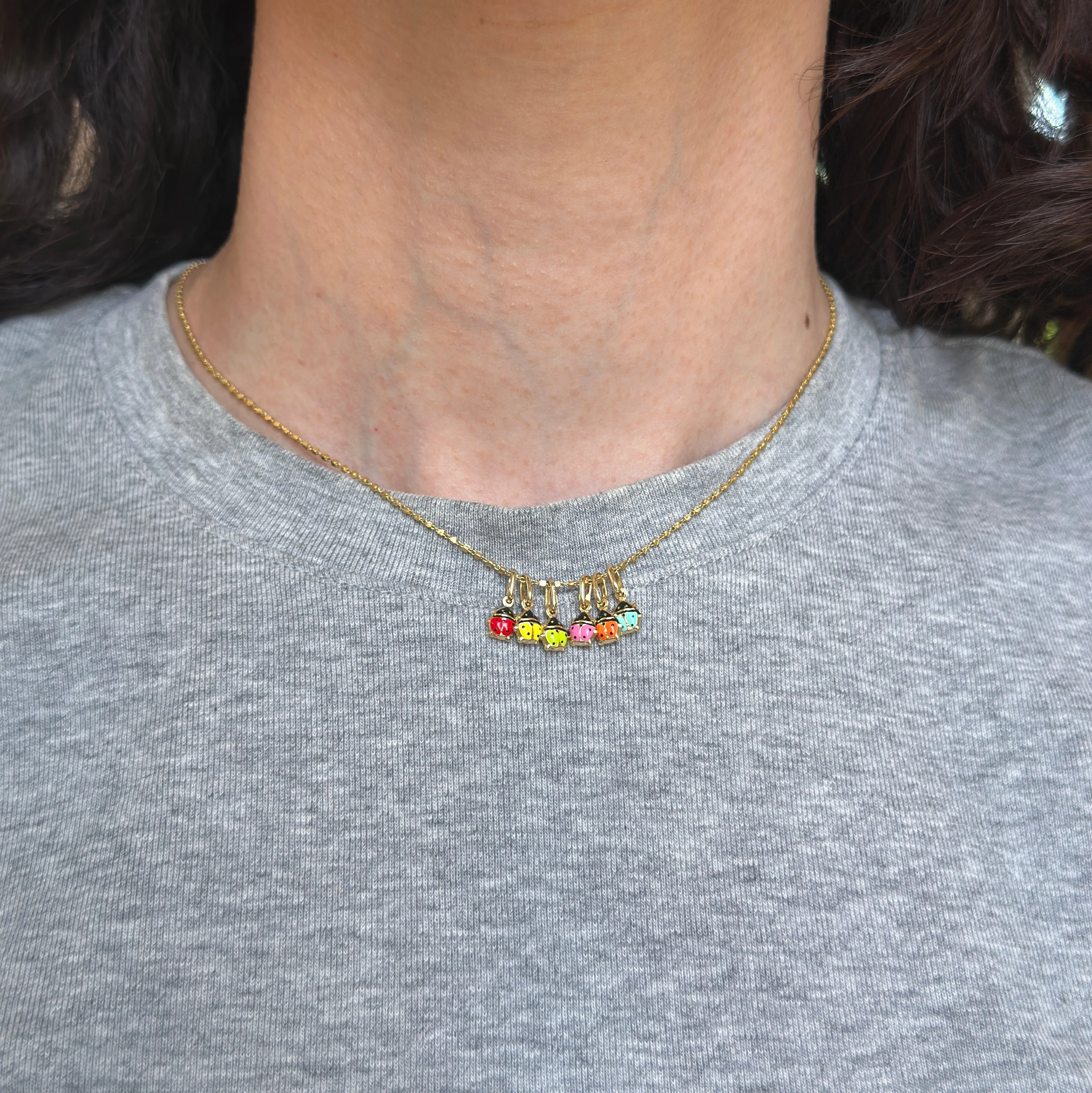 14KT Yellow Gold Mini Red Ladybug Pendant Charm 5mm