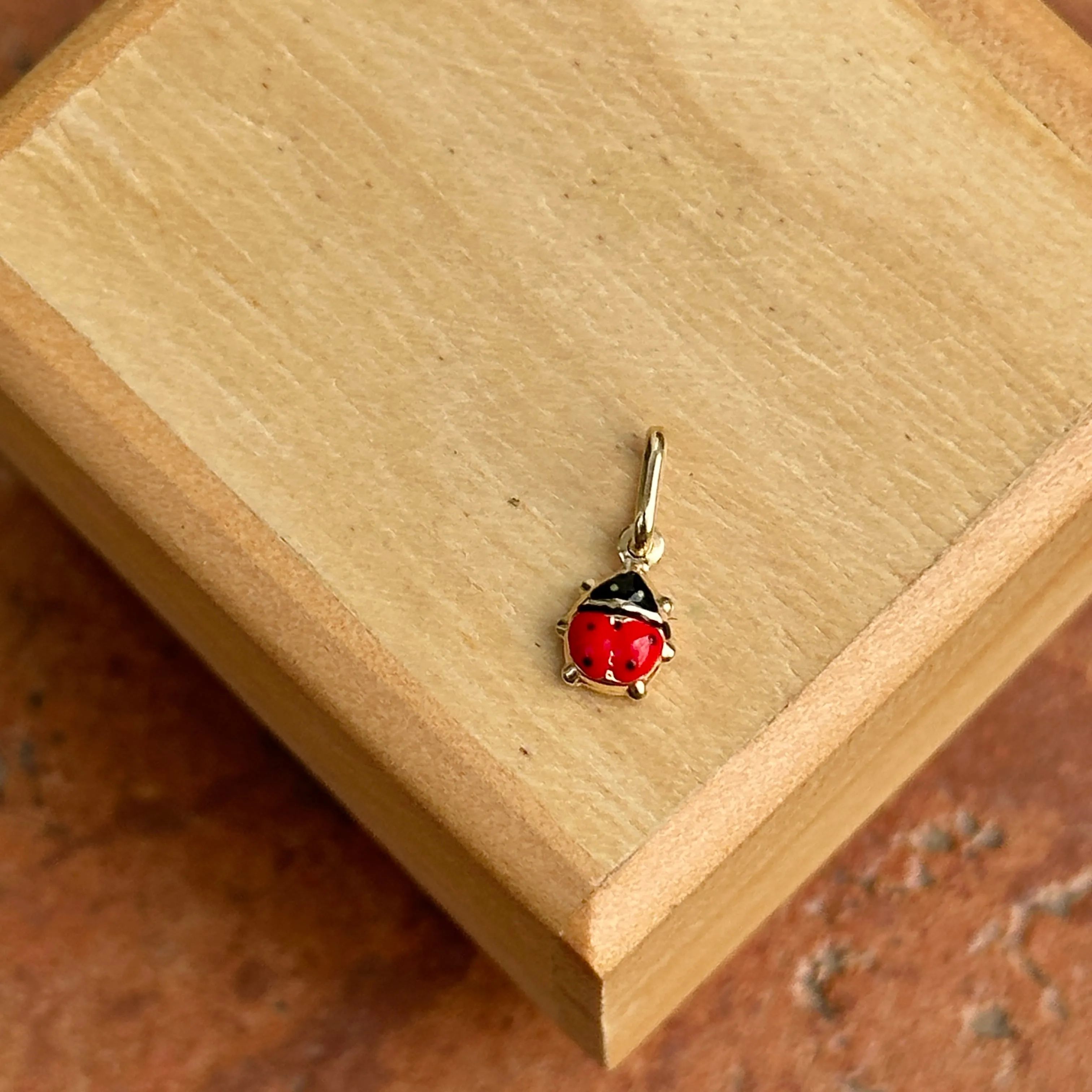 14KT Yellow Gold Mini Red Ladybug Pendant Charm 5mm