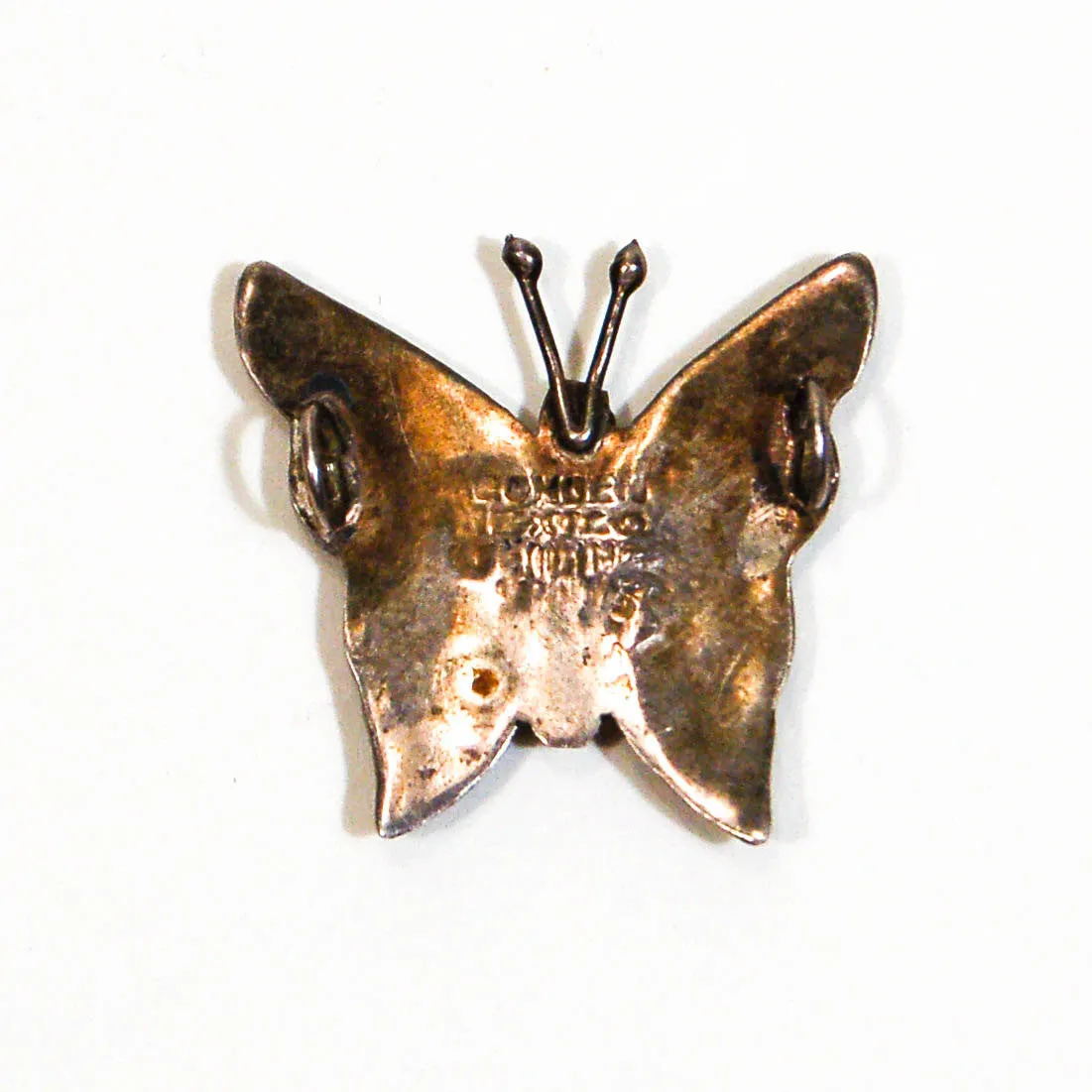 1970's Sterling Silver Abalone Butterfly Pendant