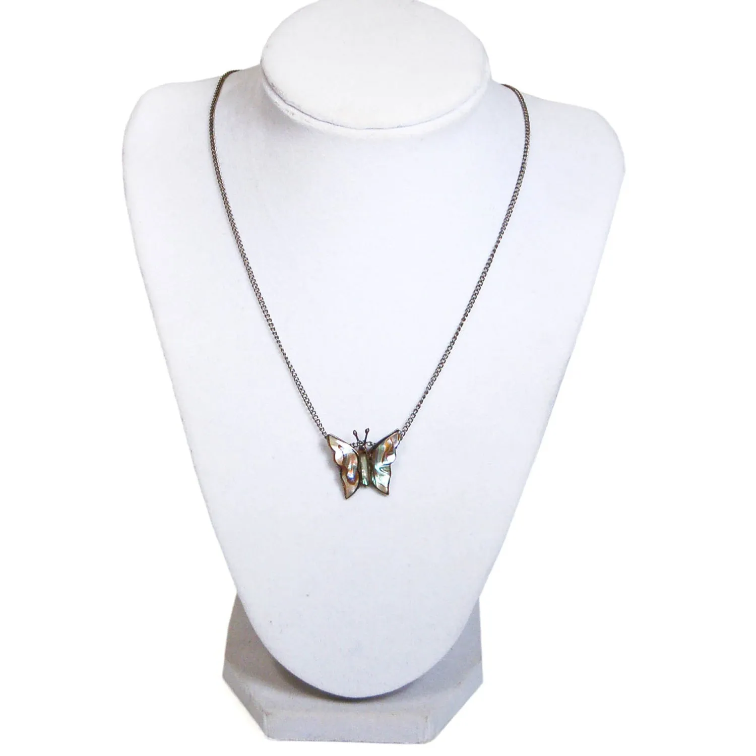 1970's Sterling Silver Abalone Butterfly Pendant