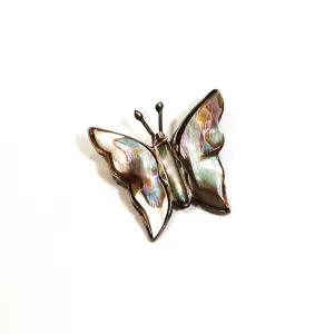 1970's Sterling Silver Abalone Butterfly Pendant