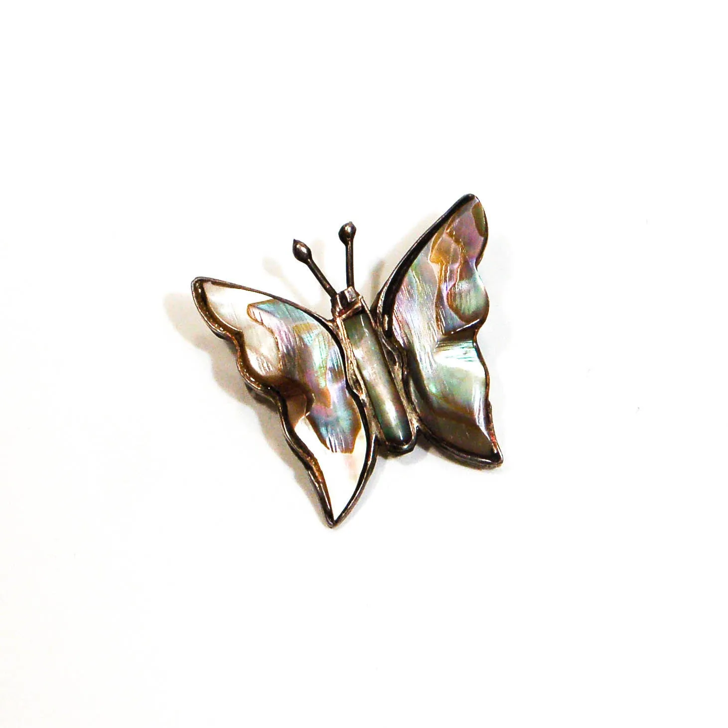 1970's Sterling Silver Abalone Butterfly Pendant