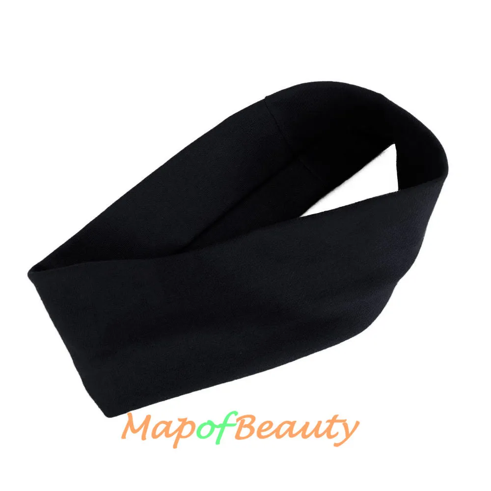 3 Pack Yoga Headbands Stretchy Cotton Head Band Hairwarp Sports Running Exercise Gym