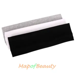 3 Pack Yoga Headbands Stretchy Cotton Head Band Hairwarp Sports Running Exercise Gym