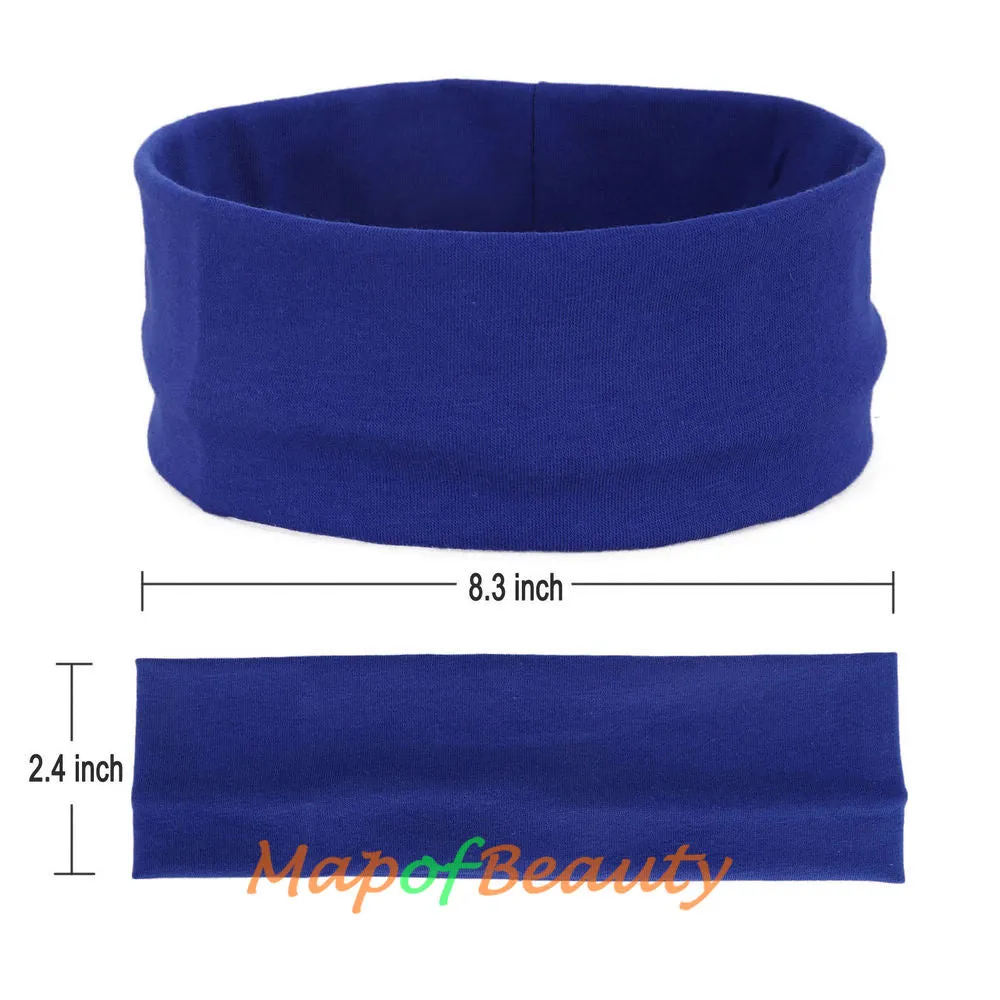 3 Pack Yoga Headbands Stretchy Cotton Head Band Hairwarp Sports Running Exercise Gym