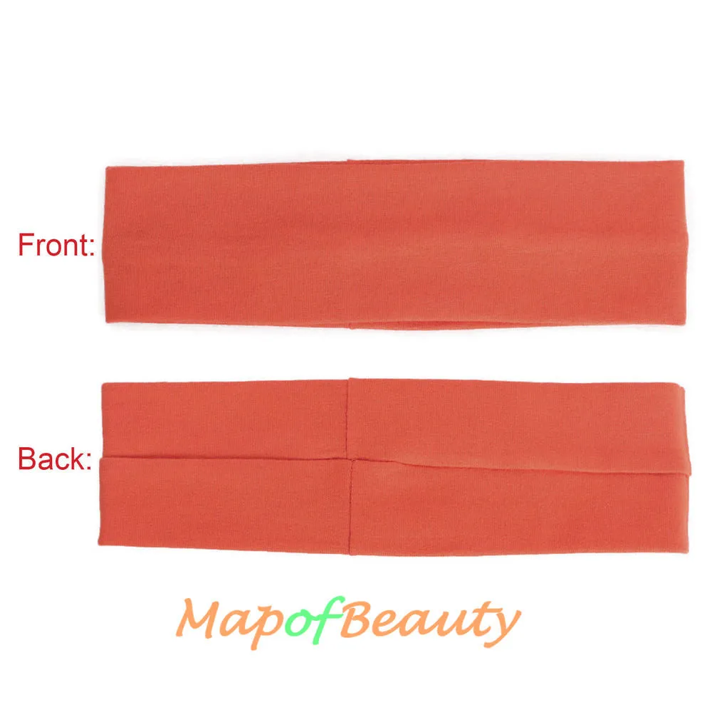 3 Pack Yoga Headbands Stretchy Cotton Head Band Hairwarp Sports Running Exercise Gym