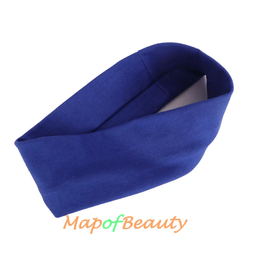 3 Pack Yoga Headbands Stretchy Cotton Head Band Hairwarp Sports Running Exercise Gym