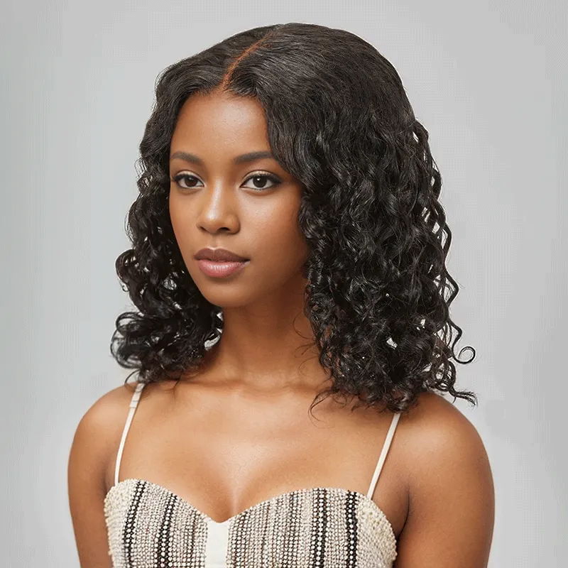9x6 Glueless Trendy Short Cut Bob Water Wave Wig
