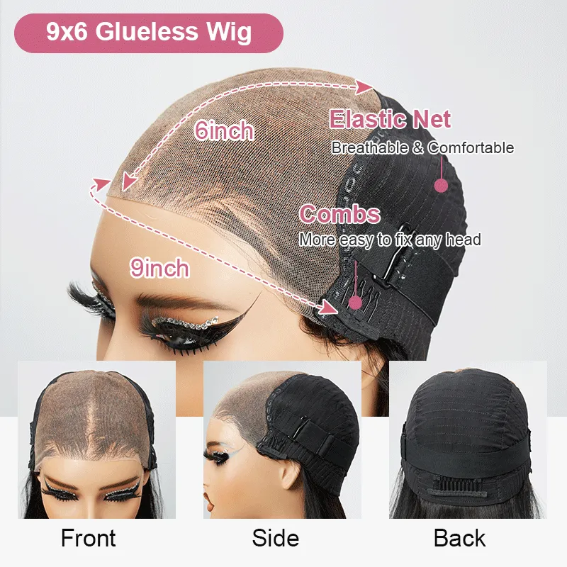 9x6 Glueless Trendy Short Cut Bob Water Wave Wig