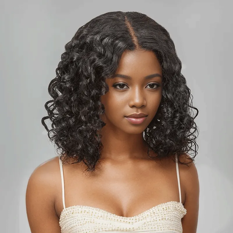 9x6 Glueless Trendy Short Cut Bob Water Wave Wig
