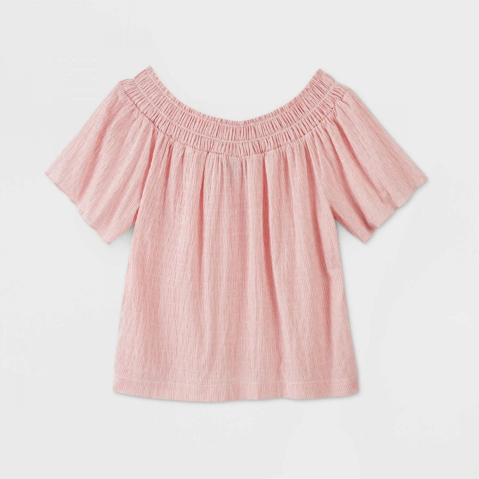 A New Day Women's Striped Short Sleeve Smocked Yoke Top