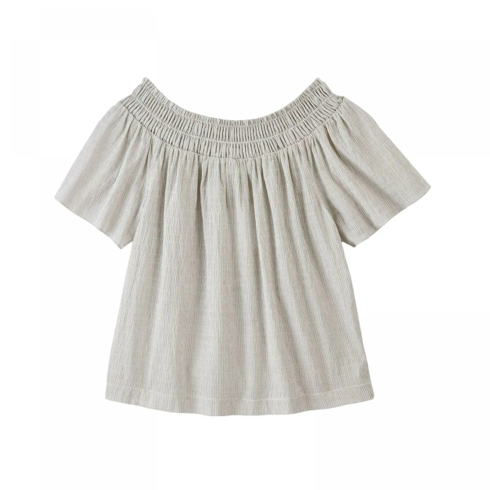 A New Day Women's Striped Short Sleeve Smocked Yoke Top