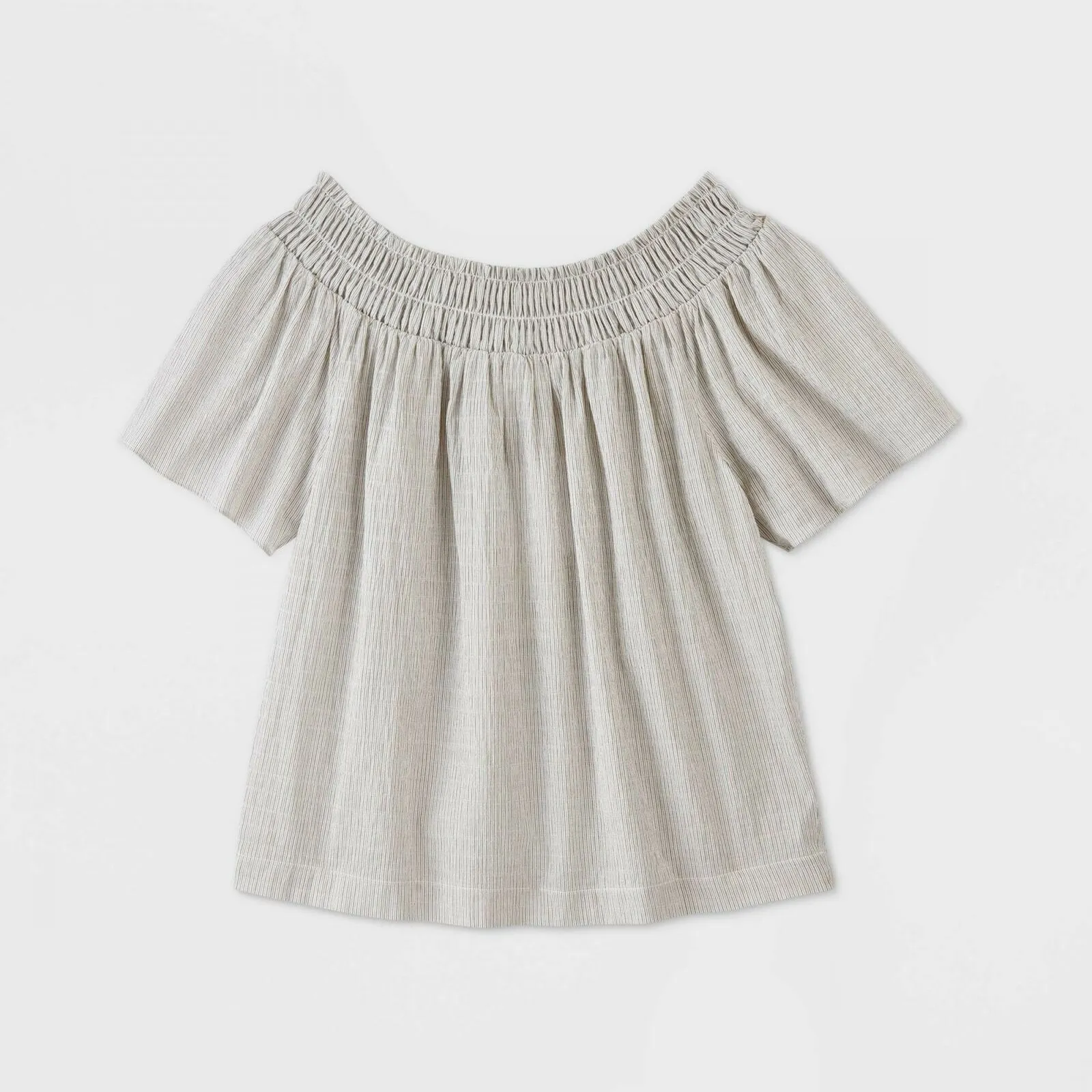 A New Day Women's Striped Short Sleeve Smocked Yoke Top