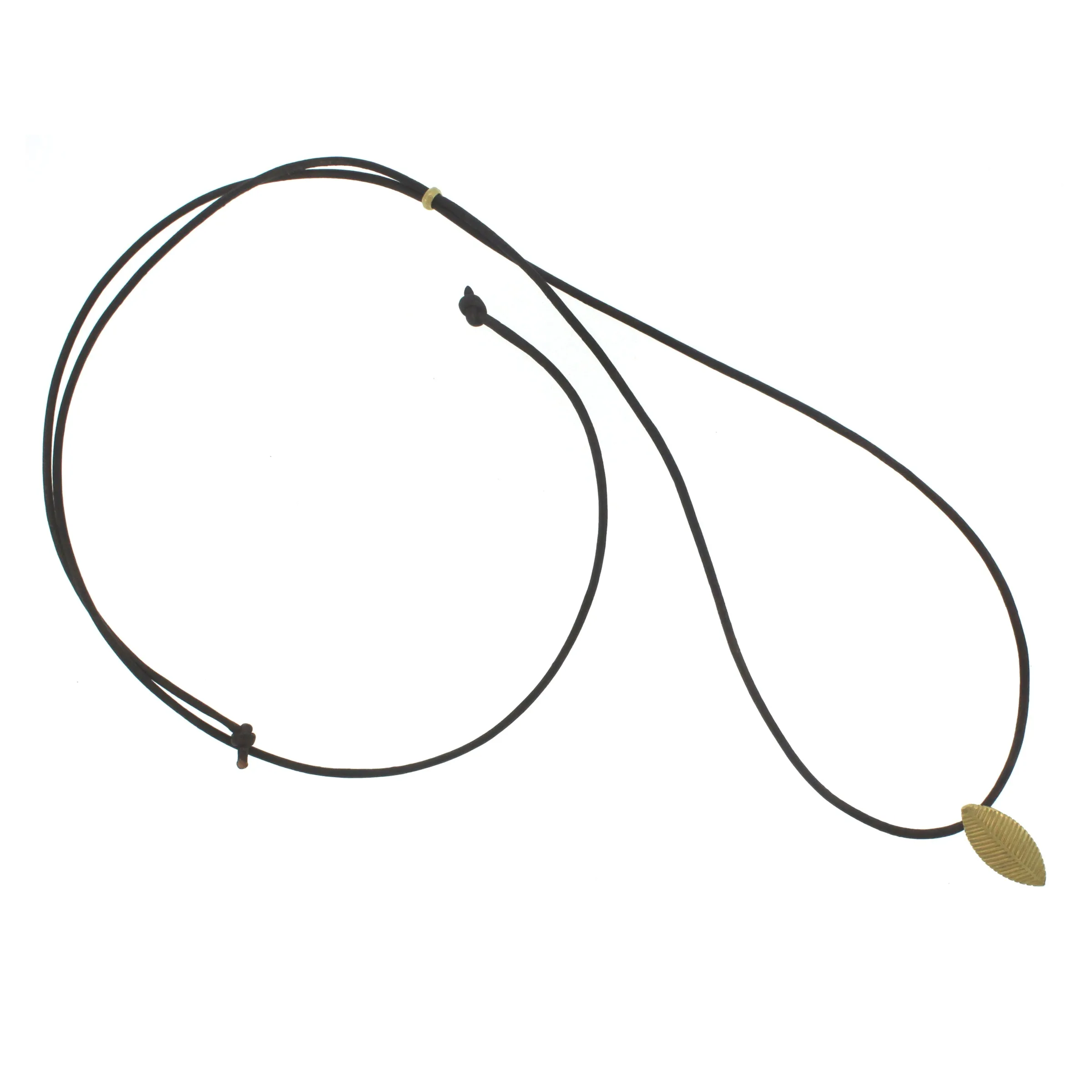 A Single Lotus Leaf Pendant on Leather