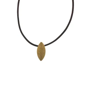 A Single Lotus Leaf Pendant on Leather