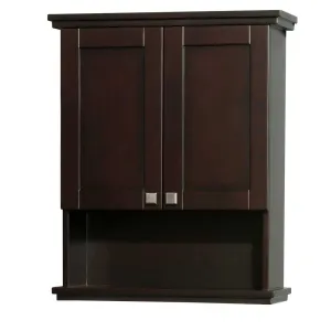 Acclaim Solid Oak Bathroom Wall-Mounted Storage Cabinet in Espresso