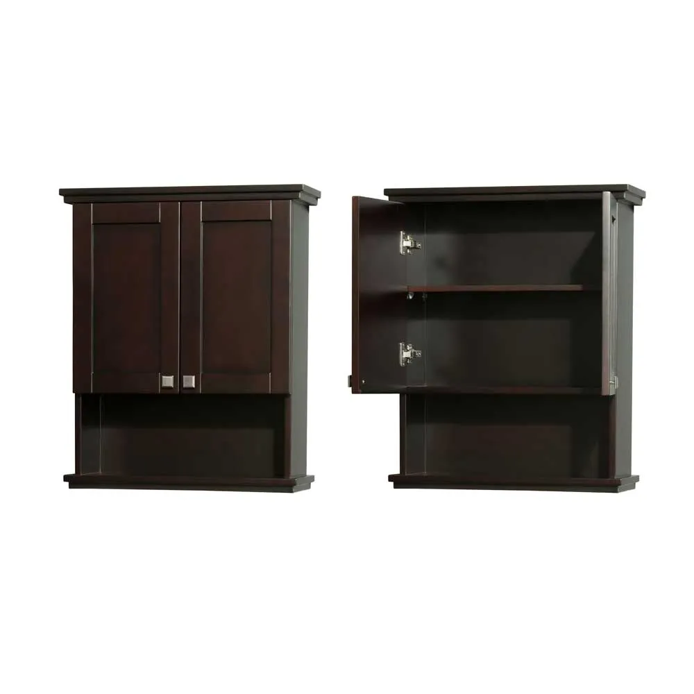 Acclaim Solid Oak Bathroom Wall-Mounted Storage Cabinet in Espresso