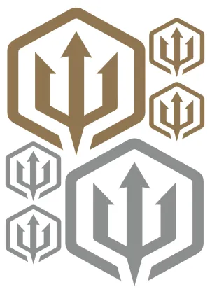 Adreno Trident Transfer Sticker Sheet - Gold/Silver