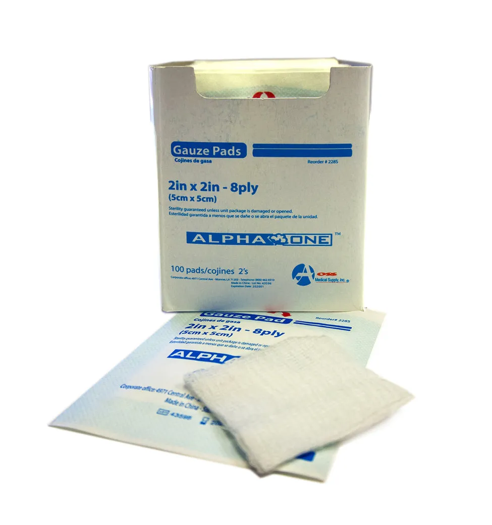 AOSS Gauze Pad, 2 x 2 Inch, 8-Ply (Sterile 2s) - Case