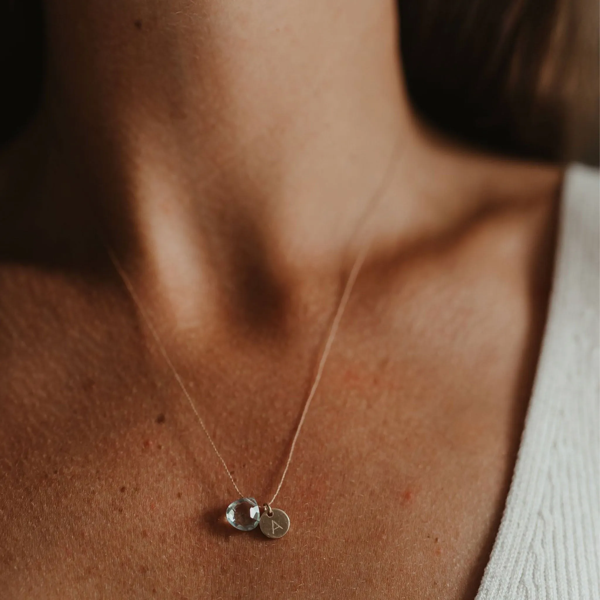 Aquamarine Fine Cord Necklace