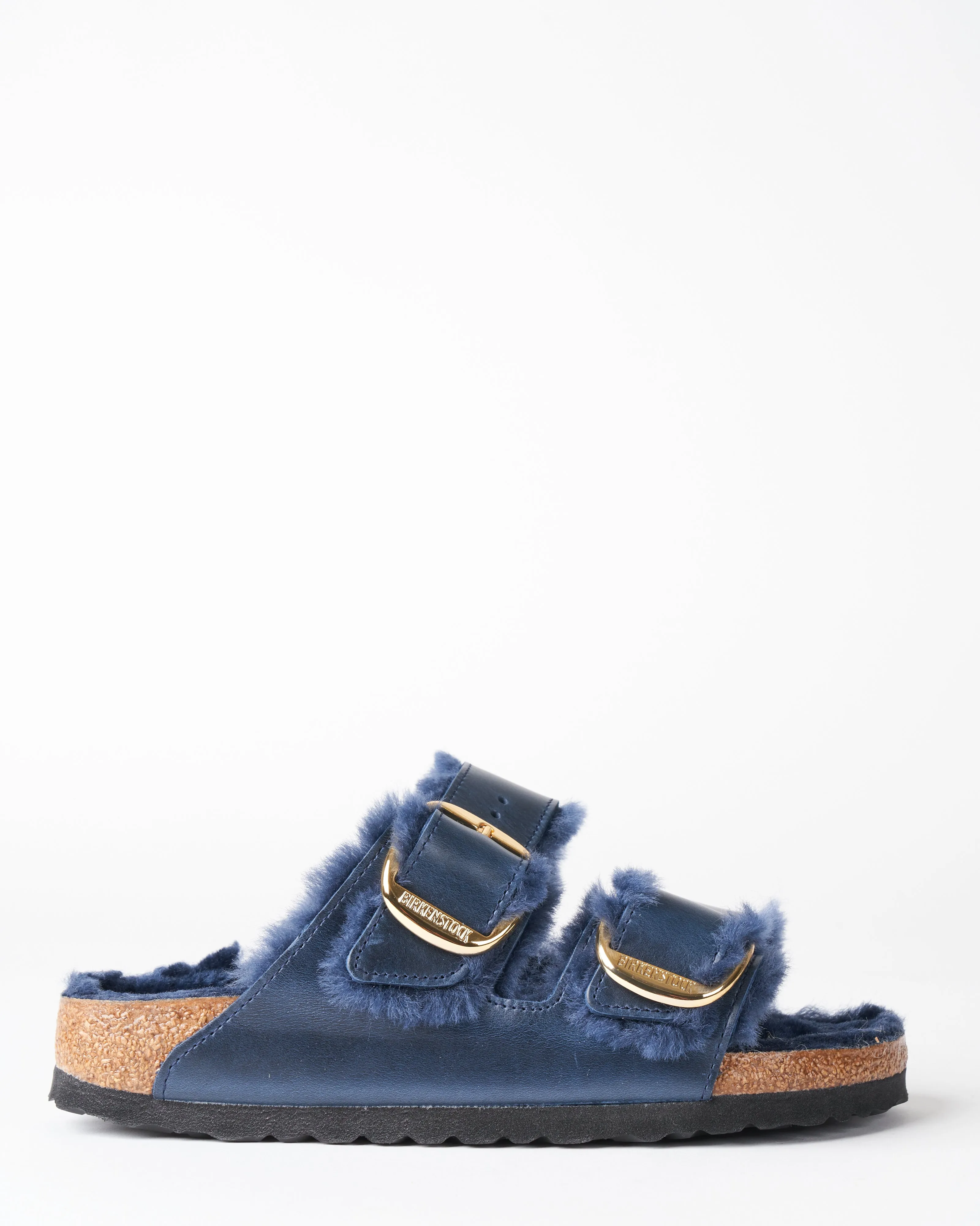 arizona leather/shearling sandal - midnight oiled leather/midnight shearling