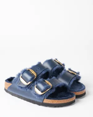 arizona leather/shearling sandal - midnight oiled leather/midnight shearling
