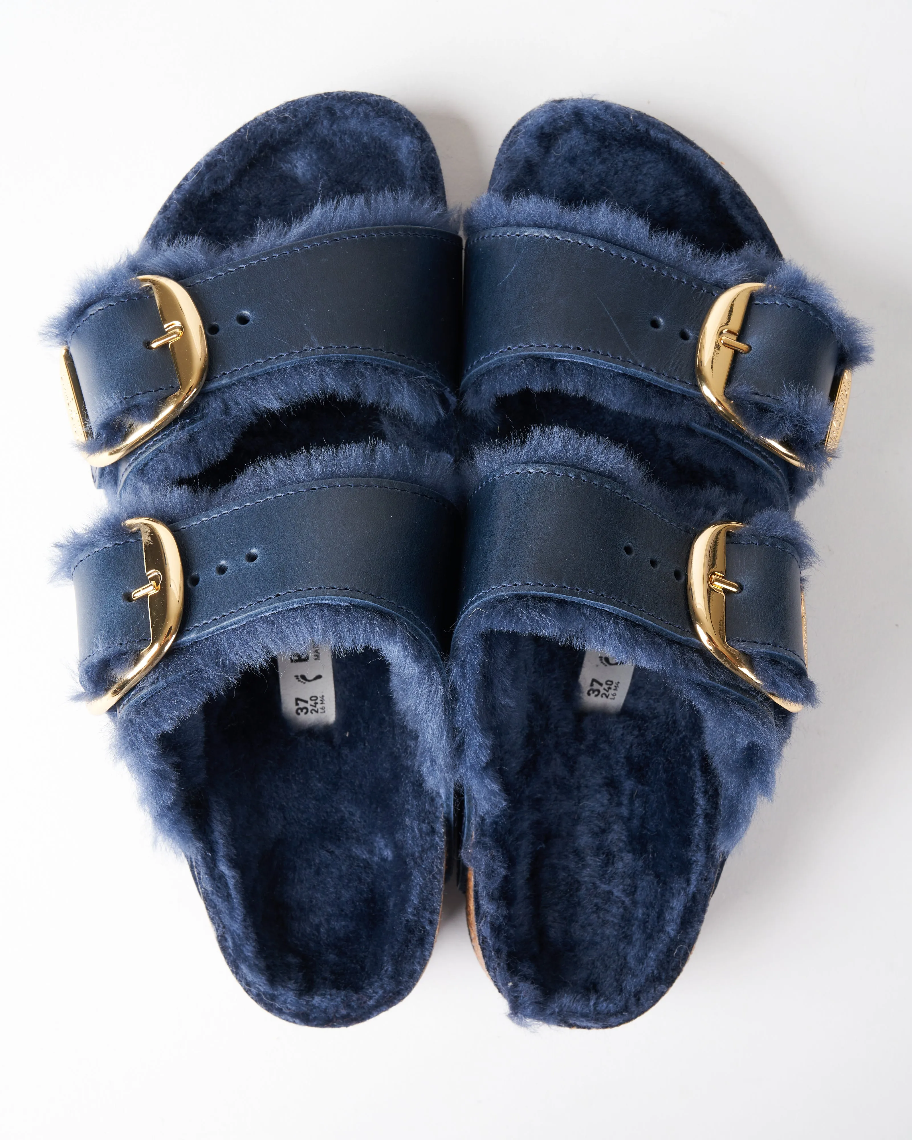 arizona leather/shearling sandal - midnight oiled leather/midnight shearling