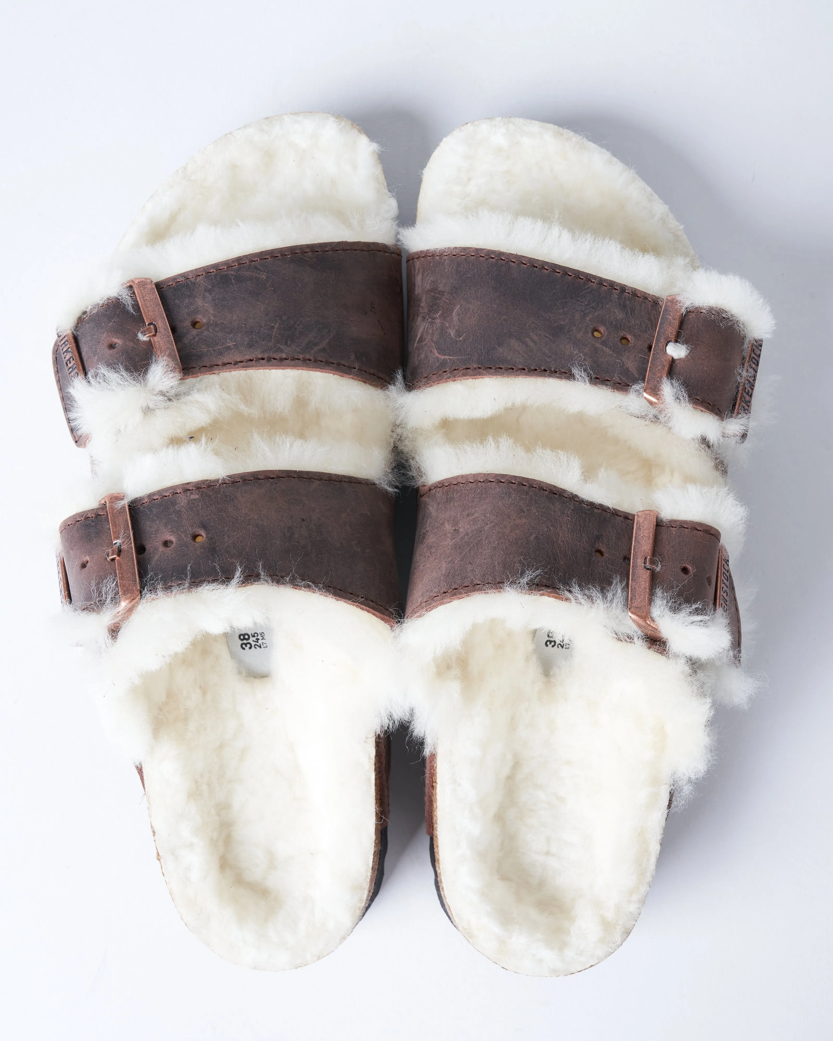 arizona shearling sandal - habana oiled leather/natural shearling