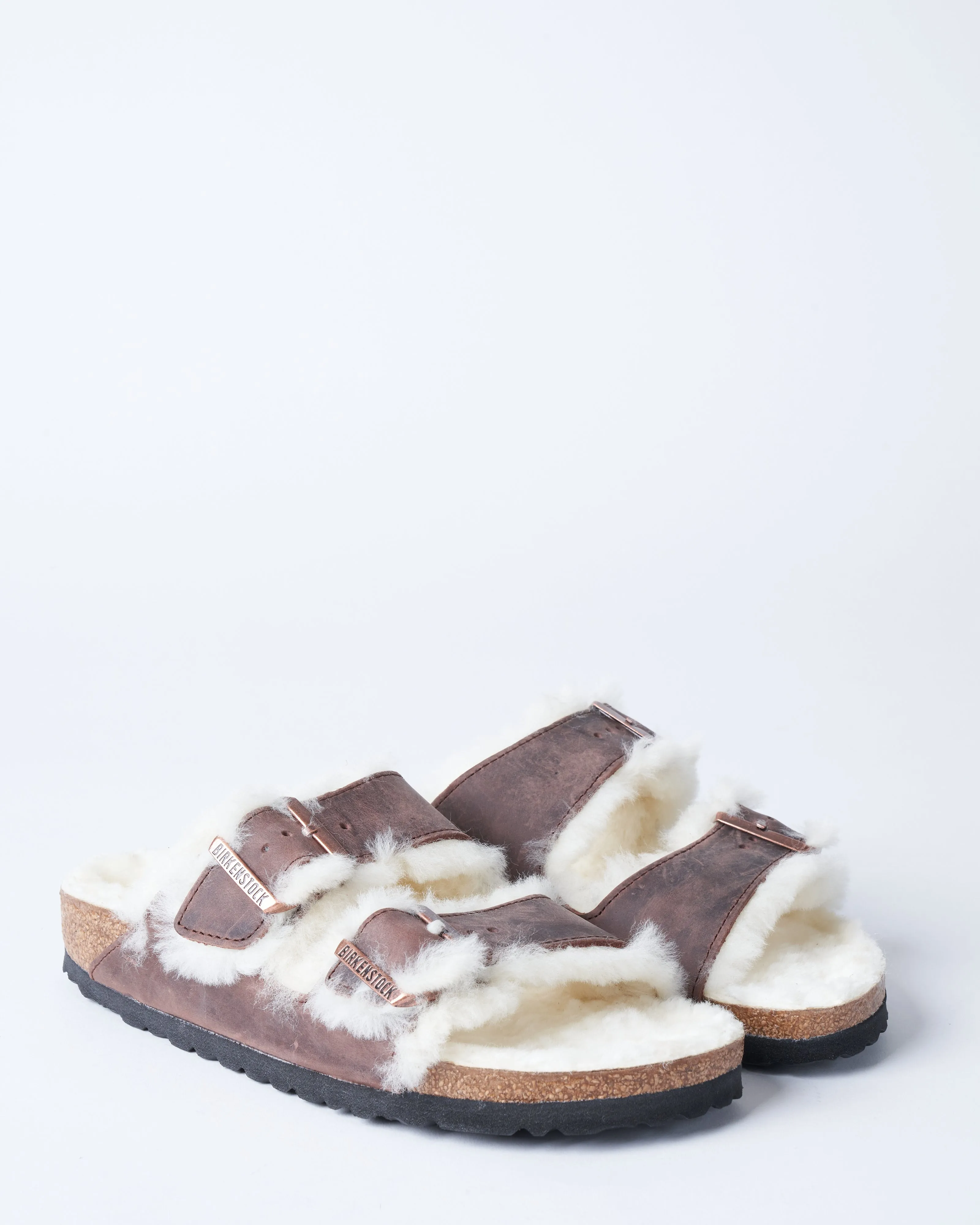 arizona shearling sandal - habana oiled leather/natural shearling
