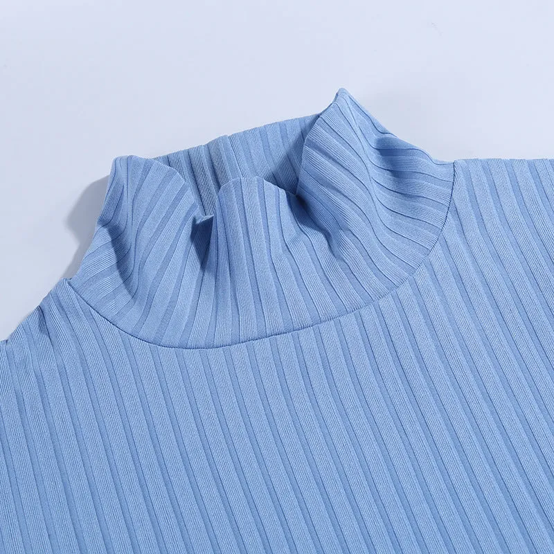 Autumn and Winter High Collar Dress Slim Slit Dress