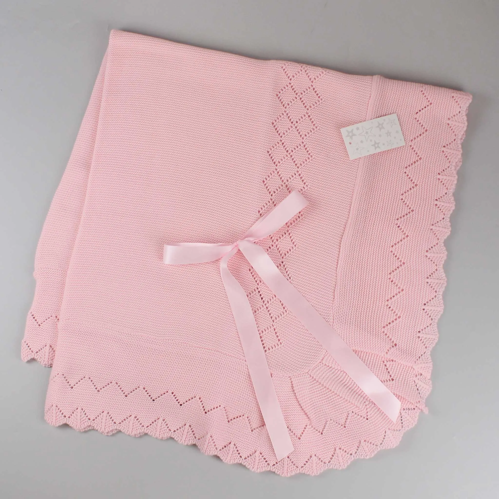 Baby Shawl / Luxury Knitted Spanish Shawl- Pink
