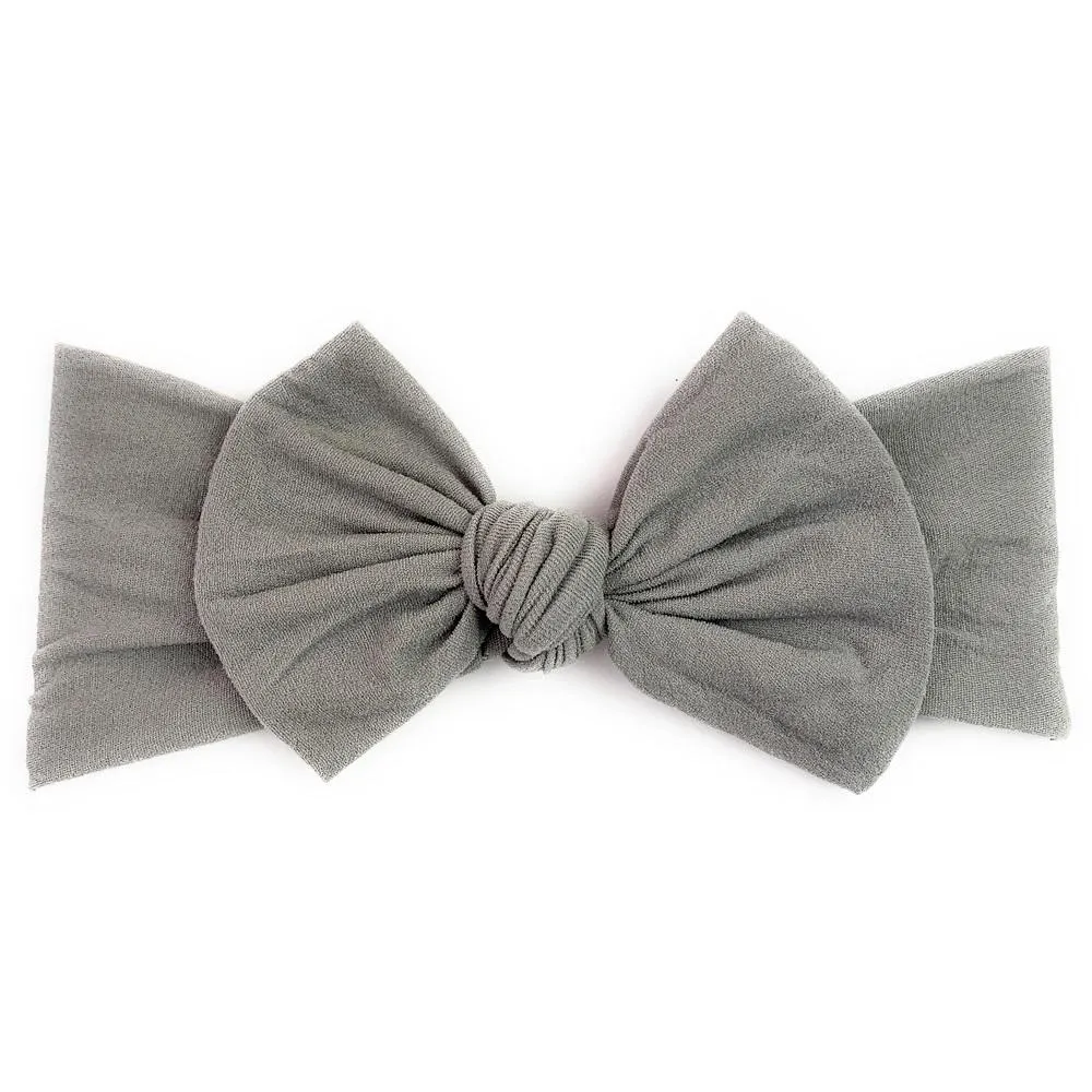 Baby Wisp Nylon Bow Headband (Grey)