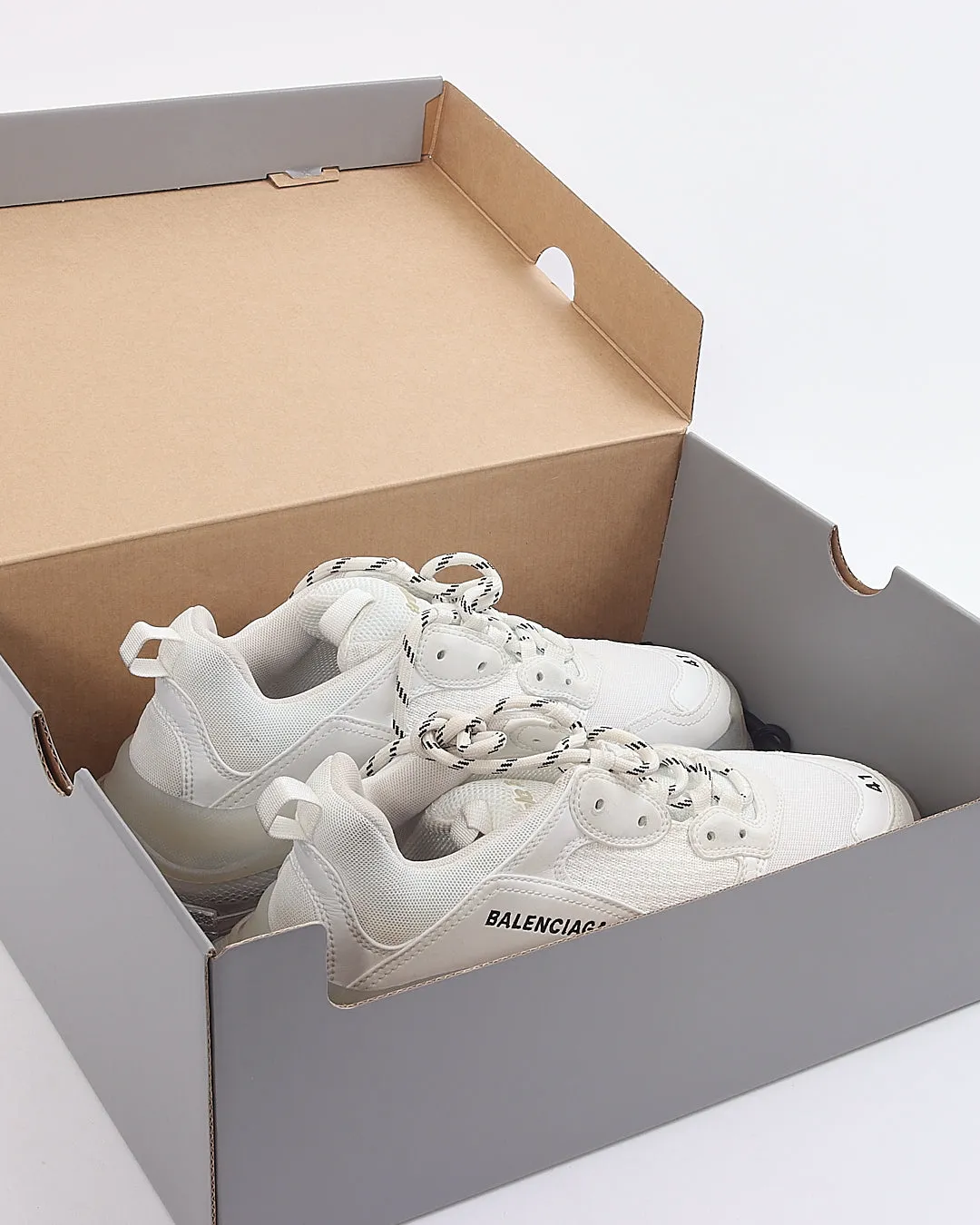 Balenciaga White Fabric/Leather Triple S Women - 41