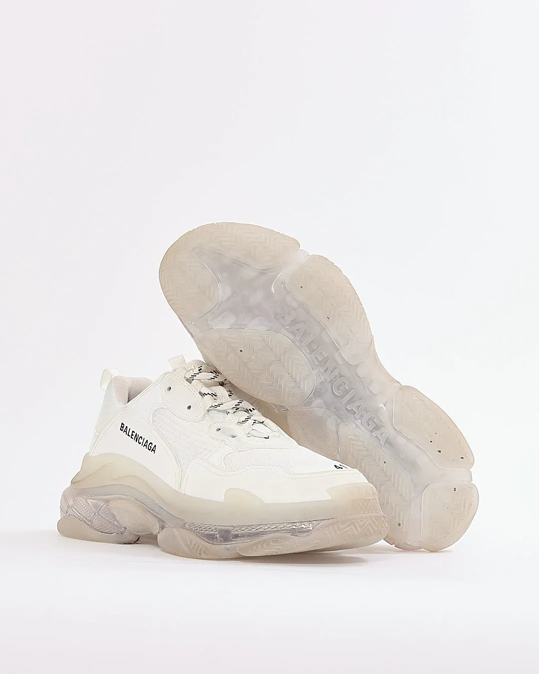 Balenciaga White Fabric/Leather Triple S Women - 41