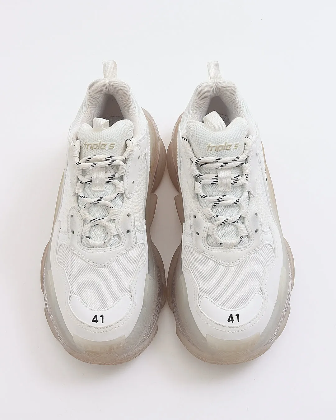 Balenciaga White Fabric/Leather Triple S Women - 41