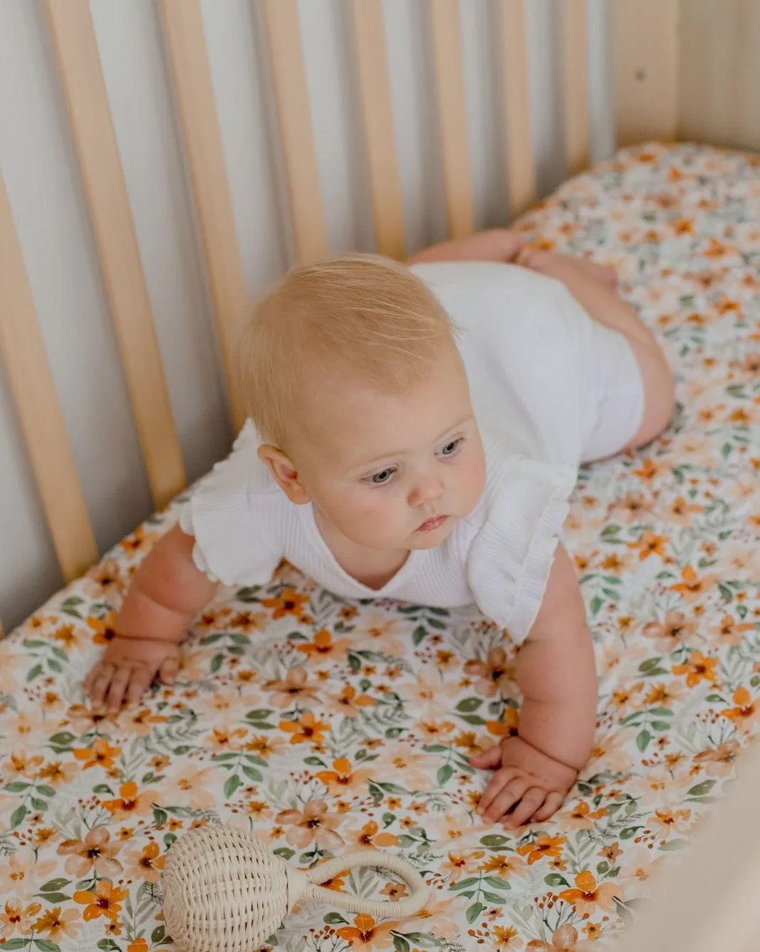 Bambella 2-in-1 Waterproof Cot Sheet & Mattress Protector | Bloom