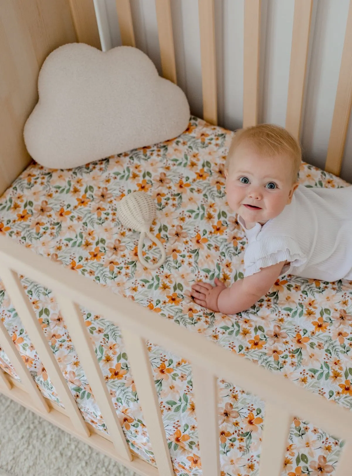 Bambella 2-in-1 Waterproof Cot Sheet & Mattress Protector | Bloom